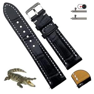 cro-1840 クイックリリース込 クロコダイル グリーン ラグ幅20mm 時計