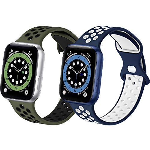 WFEAGL コンパチブル Apple Watch バンド スポーツベルトシリコン 多空気穴通気性 ...