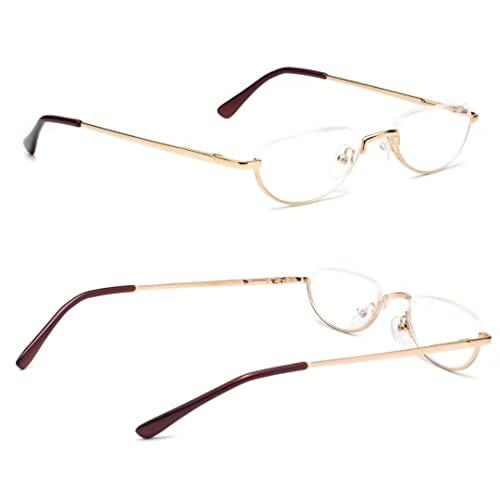 老眼鏡 +2.5 女性 超軽量 ファッションブルーライトカット レキシントン型 ハーフリム 細いフレ...