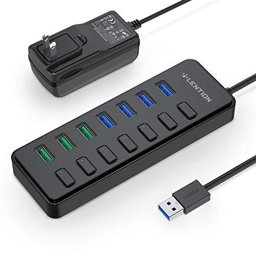 LENTION USB 3.0 ハブ 電源付き 7つデータ転送USB3.0 3つ充電ポート 延長ケー...