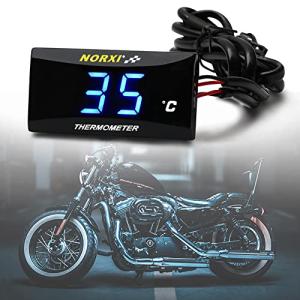 オートバイ 水温計 超薄型 デジタル バイク 単車 温度計 水温ゲージ メーター 防水 LED ディスプレイ 12V ユニバーサル 過熱警報機能付 青