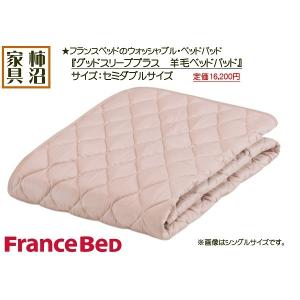 アウトレットB品　羊毛ベッドパッド　セミダブルサイズ　フランスベッド　ウォッシャブル　グッドスリーププラス羊毛ベッドパッド　英国産羊毛100％　122×195cm