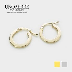 限定1点】 K18 ホワイトゴールド フープピアス イタリア製 【ITPI24303