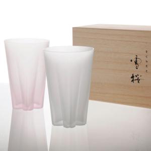 グラス ペアセット 桐箱入り プレゼント 父の日 母の日 ギフト ペア セット キッチン 雑貨 おしゃれ SAKURASAKU Tumbler サクラサク雪桜タンブラー｜kakko