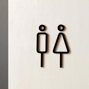 トイレサイン おしゃれ モヘイム MOHEIM テープ 男 女 シンプル スタイリッシュ 手洗い オフィス 北欧 日本製 ブラック ホワイト 黒 白 RESTROOM SIGN 2P