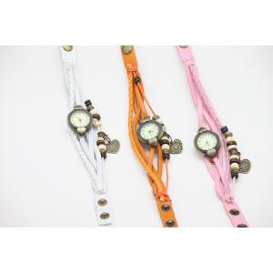 腕時計 時計  ウオッチ ハートペンダント腕時計  女性レザーブレスレット