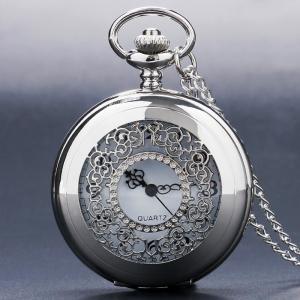 懐中時計 　シルバー　クォーツ　ポケットウォッチ　アンティーク調　ネックレス　ペンダント　ヴィンテージ