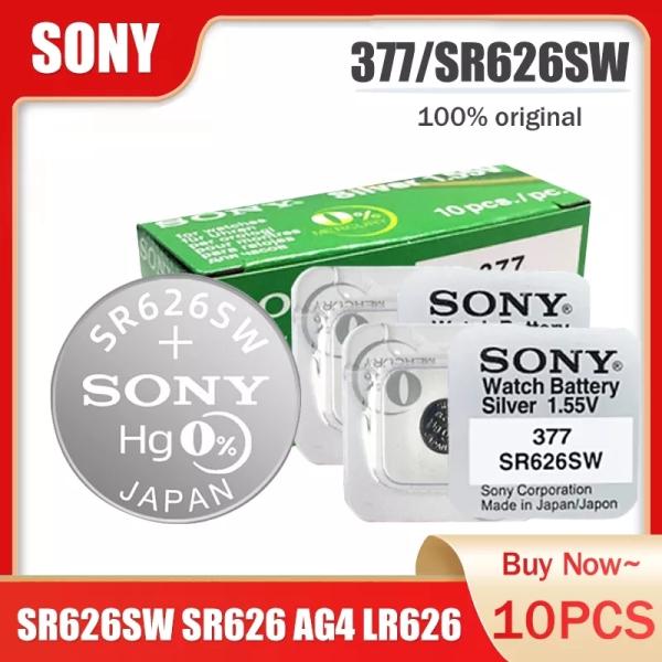 ソニー製　SONY 377 (10個) SR626SW  酸化銀ボタン電池 バッテリー 逆輸入ボタン...