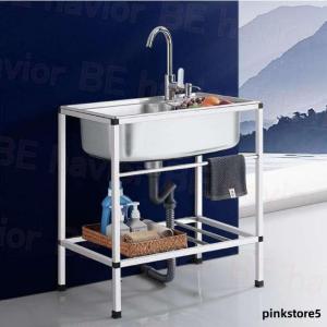 流し台 シンク 簡易式 ステンレス製 キッチン 一槽シンク ゴミ受け ガーデン 水回り 野菜洗い 屋外 庭 農園 工場 アウトドア キャンプ 排水トラップ 水栓