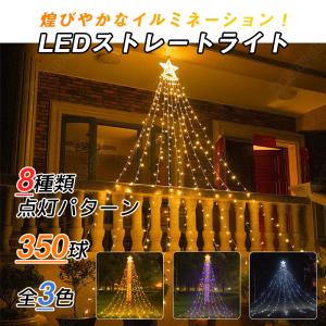 イルミネーション ライト LED 350球 ドレープライト クリスマスツリー 8点灯パターン 防水 屋内屋外兼用 つらら パーティー 誕生日 庭 クリスマス 2021