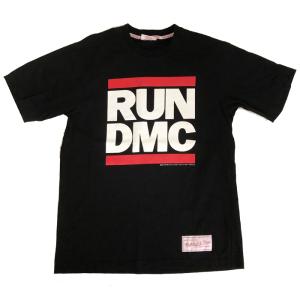 Run-D.M.C. / ラン・ディーエムシー × Mitchell & Ness / ミッチェルアンドネス - LOGO / Black 古着Tシャツ(Lサイズ)｜kaltz
