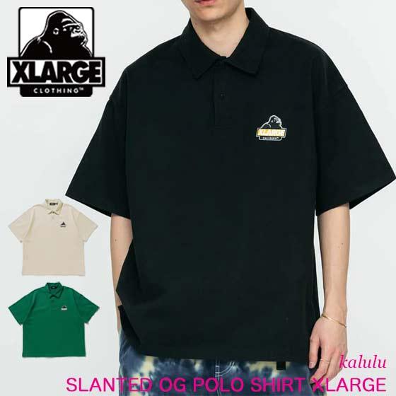 XLARGE ポロシャツ SLANTED OG POLO SHIRT メンズ 天竺 カジュアル ブラ...