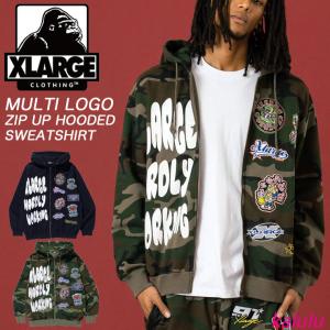 エクストララージ XLARGE フーデッドスウェットシャツ [101254012012 FW25] STANDARD LOGO ZIP UP HOODED SWEATSHIRT メンズ トップス パーカー ネイビー 正規取扱店 XLARGE（エクストラ ラージ） フーデッドスウェット 101254012004 FW25