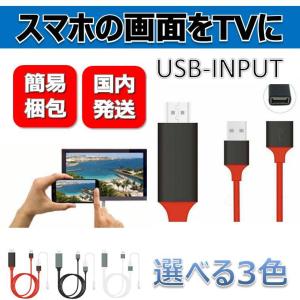 スマホ TVに映す 3色  テレビに映す 変換ケーブル USB-INPUT iPhone HDMI 変換 アダプタ ケーブル  テレビ android