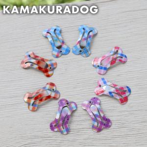 チェックボーンパッチン留め（２個）　犬の服