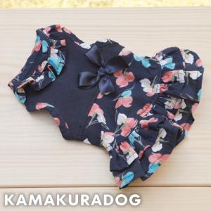 ネイビーフラワーワンピ　犬の洋服｜鎌倉DOG Yahoo!店