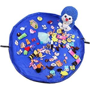 おもちゃ収納バッグ 子どもプレイマット 大容量 ブルー 直径150cm 折り畳み式のベビー玩具収納袋 お片付け簡単 収納用品 ブルー｜kamart