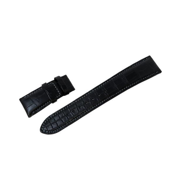 【新品・純正品】カンパノラ 21mm クロコダイル替え革バンド・ストラップ（黒）グレーステッチ