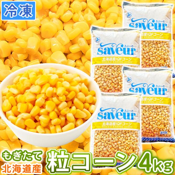 北海道産 粒コーン ホールコーン 内容量1kg×4 計4kg 冷凍 コーン 冷凍食品 冷凍野菜