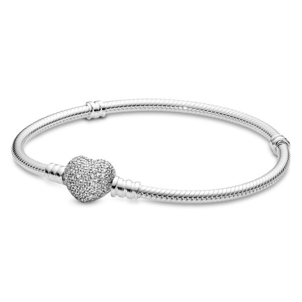 PANDORA Pave Heart Bracelet Clear CZ