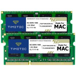 Timetec 16GB KIT(2x8GB) Compatible for Apple DDR3 1067MHz / 1066MHz PC3-8500 RAM for Mac Book (Mid 2010 13-inch) Mac Boo｜kame-express