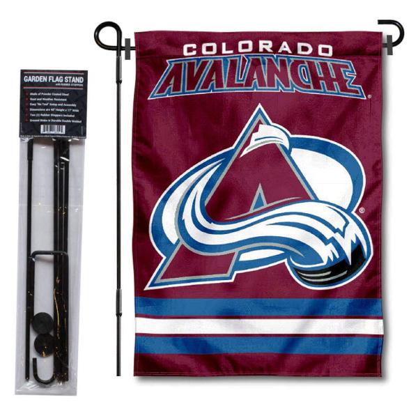 Colorado Avalanche Garden Flag with Pole Stand Hol...