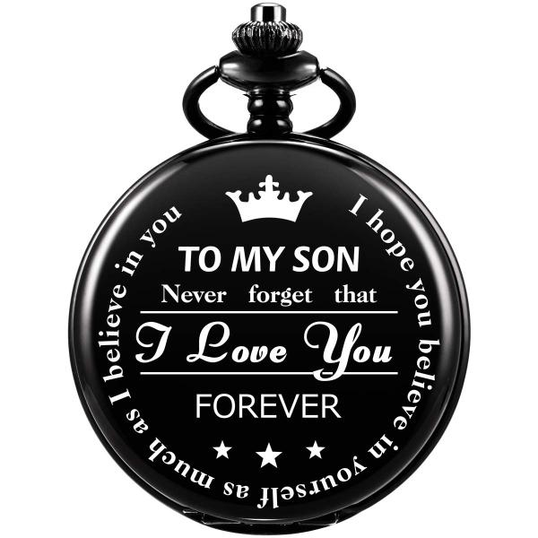 SIBOSUN Pocket Watch Men Chain Fob Quartz Engraved...