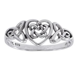 Sterling Silver Celtic Trinity Knot Heart Ring Siz...