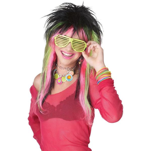 California Costumes Lime Pink Rave Candy Wig Black...