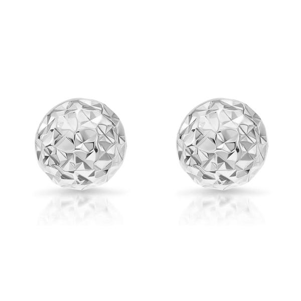 14k White Gold Diamond-cut Ball Stud Earrings (8mm...