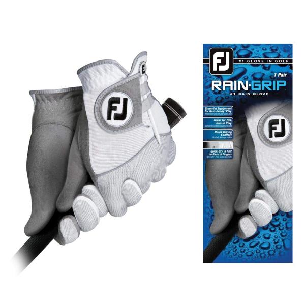 FootJoy Men&apos;s RainGrip Pair Golf Glove White Mediu...