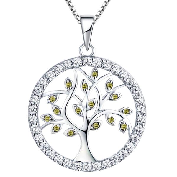 YL Tree Necklace 925 Sterling Silver Created Perid...