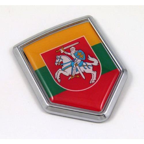Lithuania Flag Emblem Chrome Car Auto Bike Decal S...