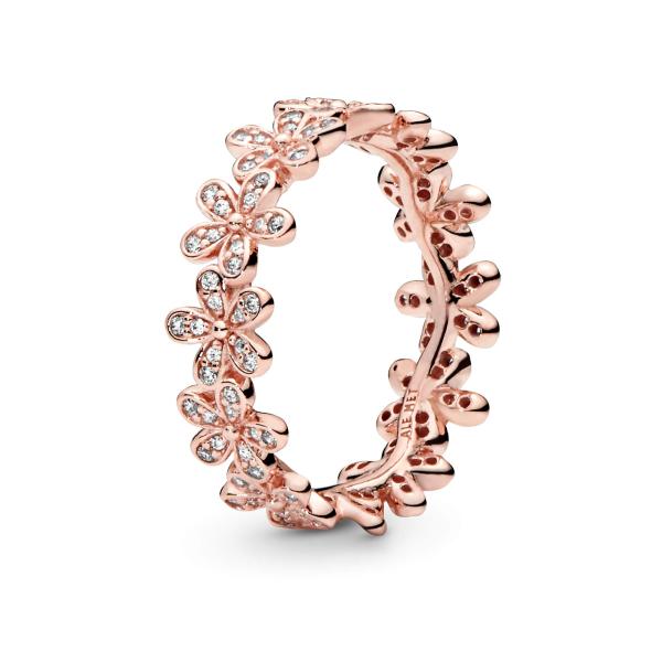 PANDORA Dazzling Daisy Ring PANDORA Rose Clear Cub...