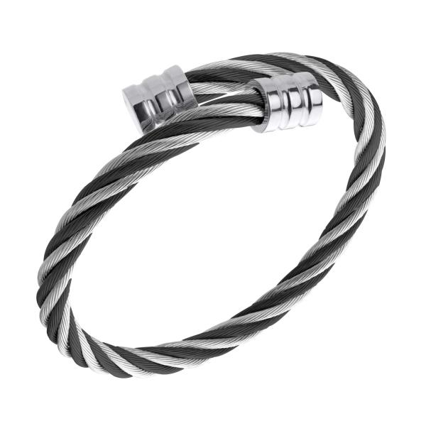 555Jewelry 2 Tone Adjustable Twisted Cable Bracele...