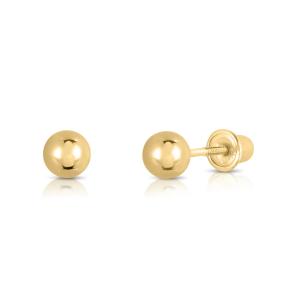 14k Yellow Gold Ball Stud Earrings with Secure Screw-backs (3mm)…