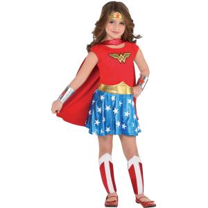 Costumes USA Wonder Woman Halloween Costume for Girls Size 3-4T Includes Dress Cape Headband Gauntlets and Moreの商品画像