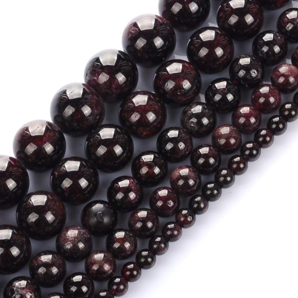 Natural 8mm Garnet Gemstone Beads Round Loose Gems...