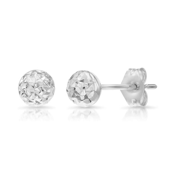 14k White Gold Diamond-cut Ball Stud Earrings (5mm...