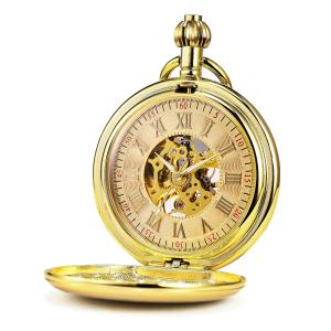 TREEWETO Men&apos;s Pocket Watches Smooth Golden Antiqu...