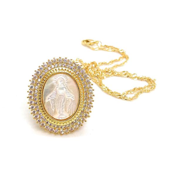 LESLIE BOULES Gold Miraculous Pendant Necklace for...