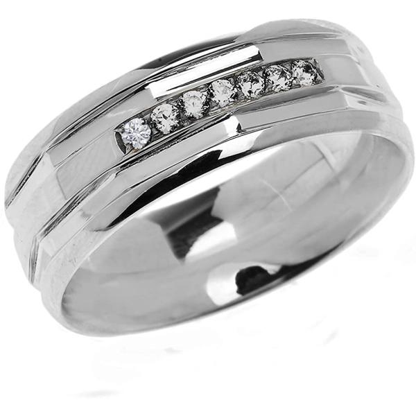.925 Sterling Silver 1/10 CTTW Diamond Angular Wed...