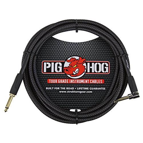 Pig Hog PC-H10BKR 1/4 Right-Angle to 1/4 Black Wov...