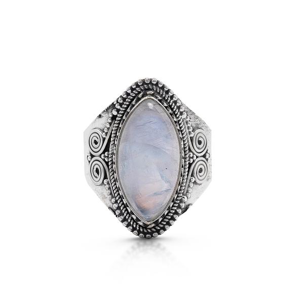 Koral Jewelry Moonstone Vintage Gipsy Ring 925 Ste...