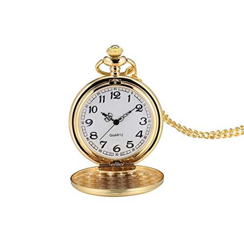 I-MART Smooth Vintage Pocket Watch with Chain (Gol...