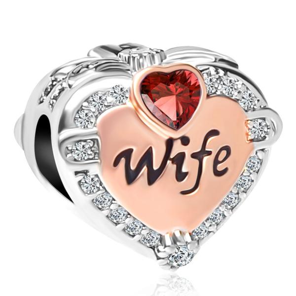 QueenCharms Rose Gold Heart Love Wife Charm Beads ...