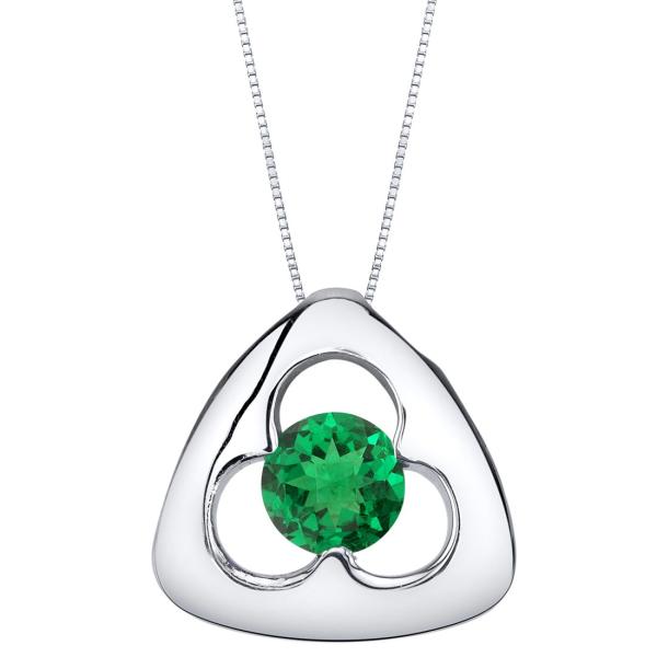 PEORA Simulated Emerald Trinity Knot Solitaire Pen...