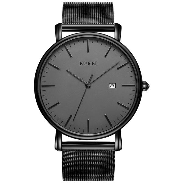 BUREI Men&apos;s Fashion Minimalist Wrist Watch All Bla...