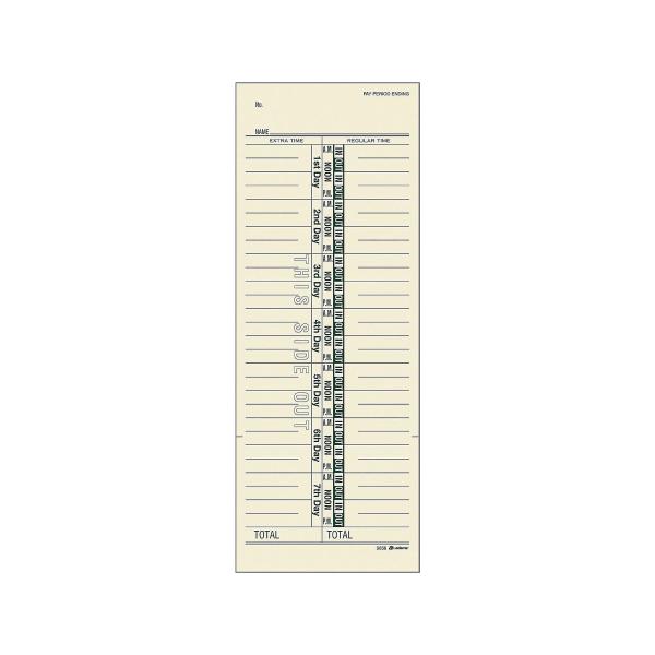 Adams Time Cards Weekly 1-Sided Numbered Days 3-3/...