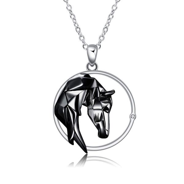 ONEFINITY Horse Necklace Sterling Silver Origami H...